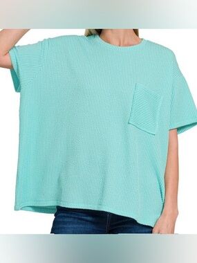Women's Relaxed Fit Aqua Knit Short-Sleeve Pocket Tee